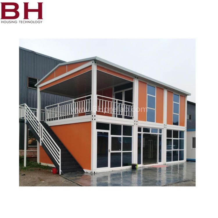 Modular house wooden color container house glass curtain design 