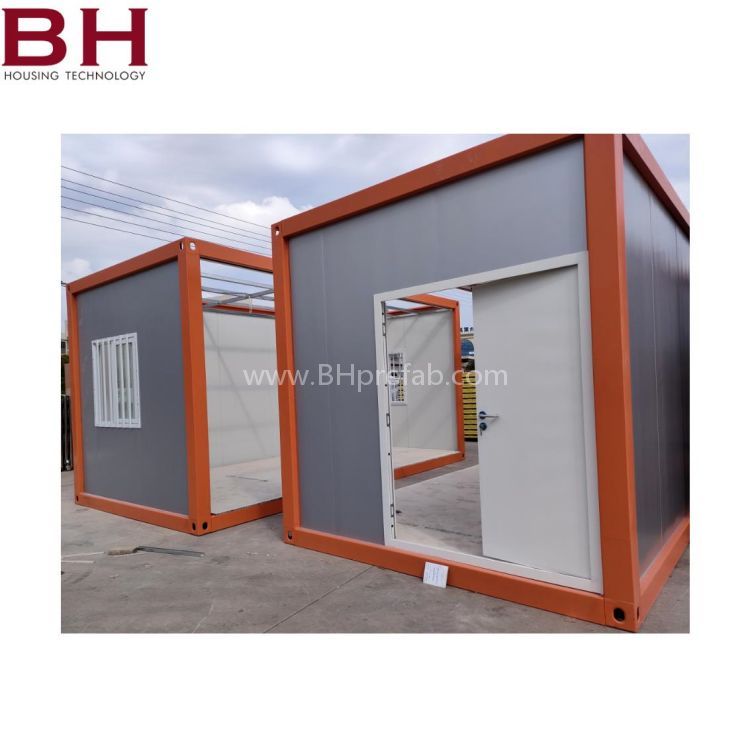 Modular house wooden color container house glass curtain design 