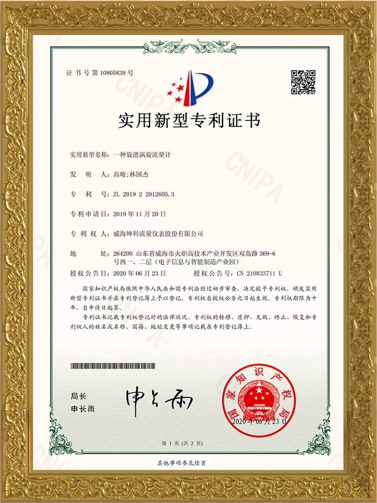 一种旋进旋涡流量计