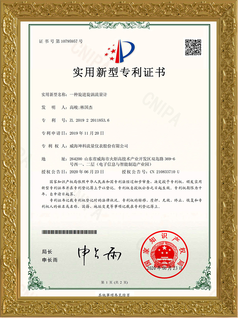 一种旋进旋涡流量计