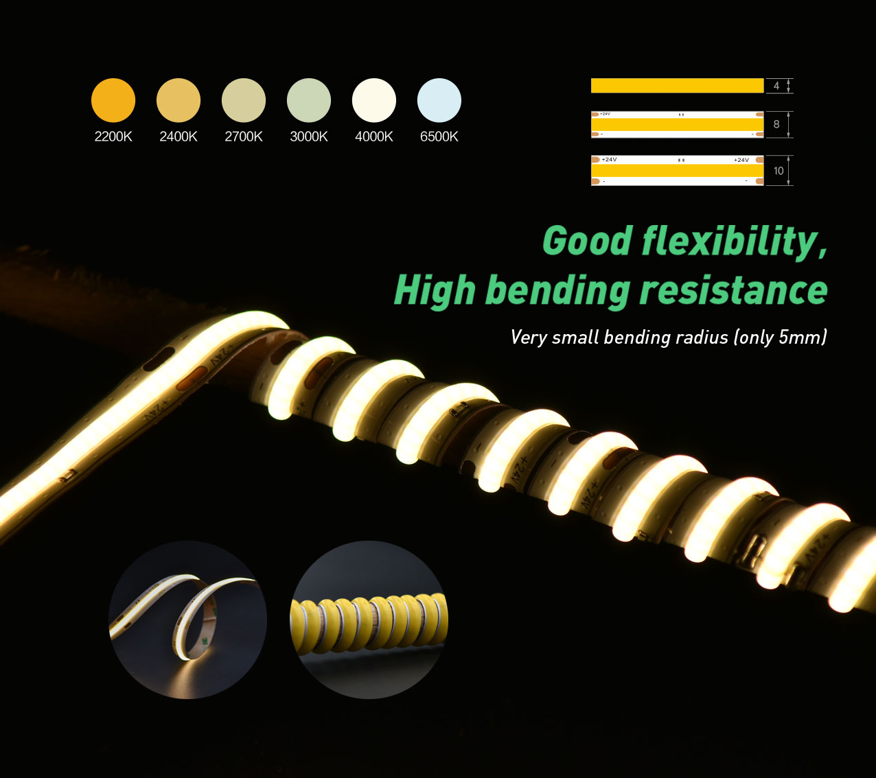 Single color COB LED strip