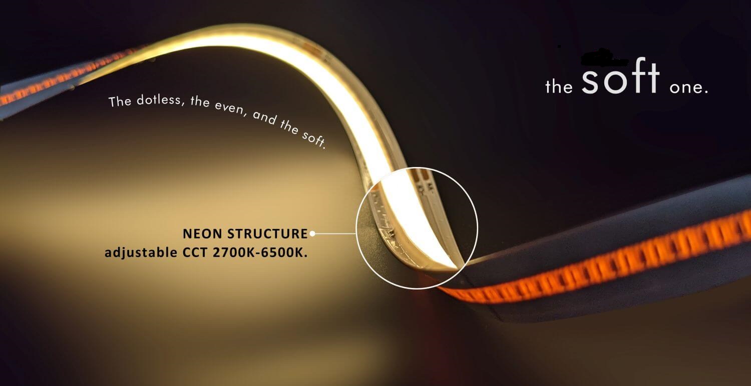 CCT Dim to warm white Color COB LED strip
