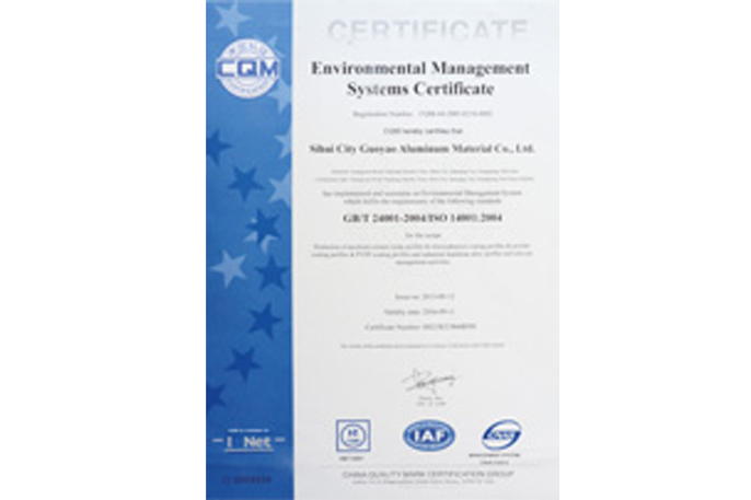 Environmental Management System Certificate (English
