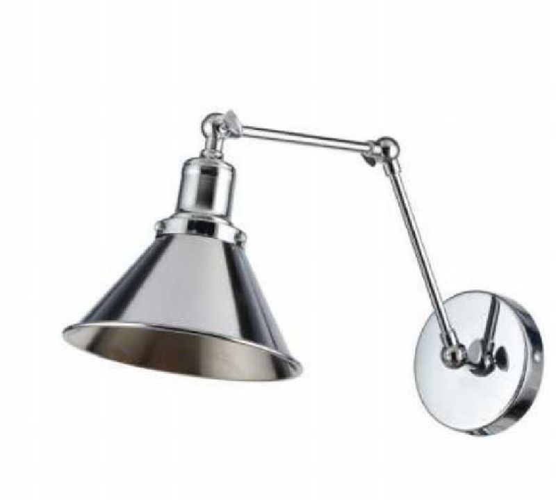 Silver iron Nordic style retractable rocker arm bedside lamp in master bedroom