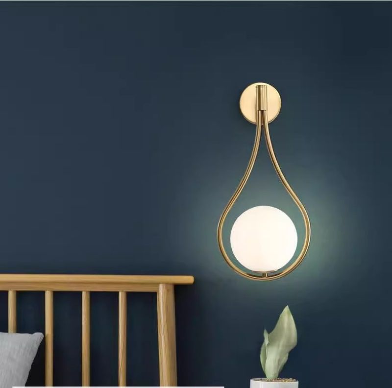 Opal glass, iron simple post-modern corridor corridor background wall hotel wall light