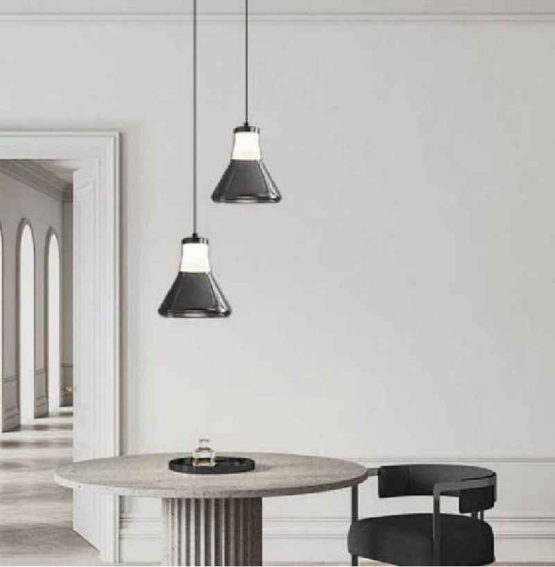 Gray special shape all copper glass Italian minimalist restaurant chandelier