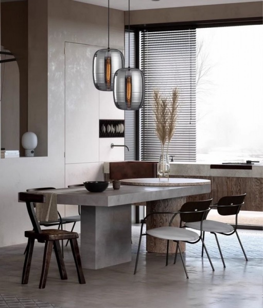 Smoke grey glass Nordic creative glass restaurant combination small chandelier