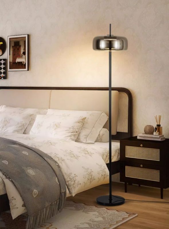 Smoke grey Smoke grey Premium grey Italian Minimalist Hotel bedside glass lamp