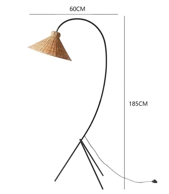 Black rattan, iron retro wabi-Sabi Feng rattan design sense vertical floor lamp
