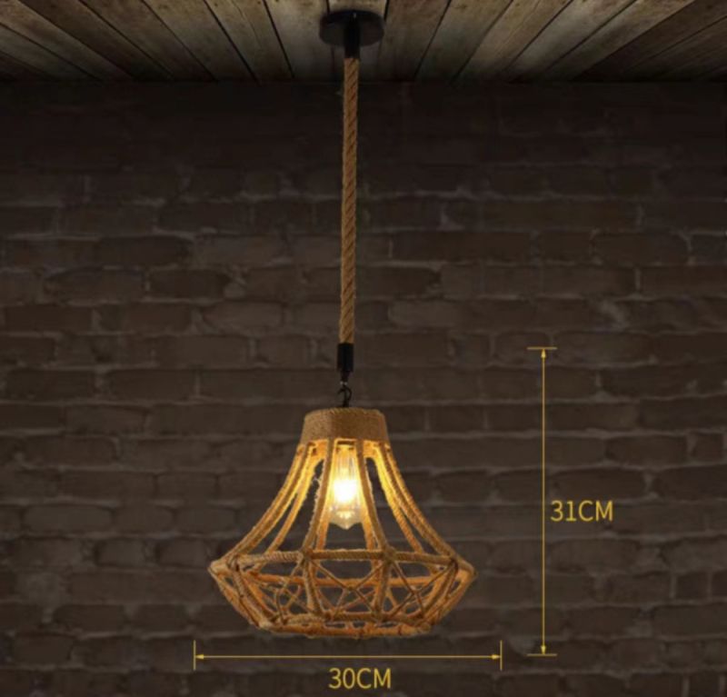 Dark coffee grass rattan, iron art Chinese tea house personality creative lights