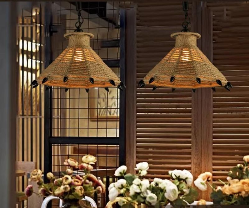 Homestay farm tea room rattan vintage chandelier