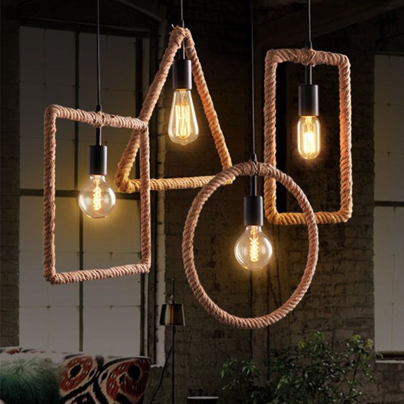 Hemp rope color iron art European aisle bar hemp rope chandelier