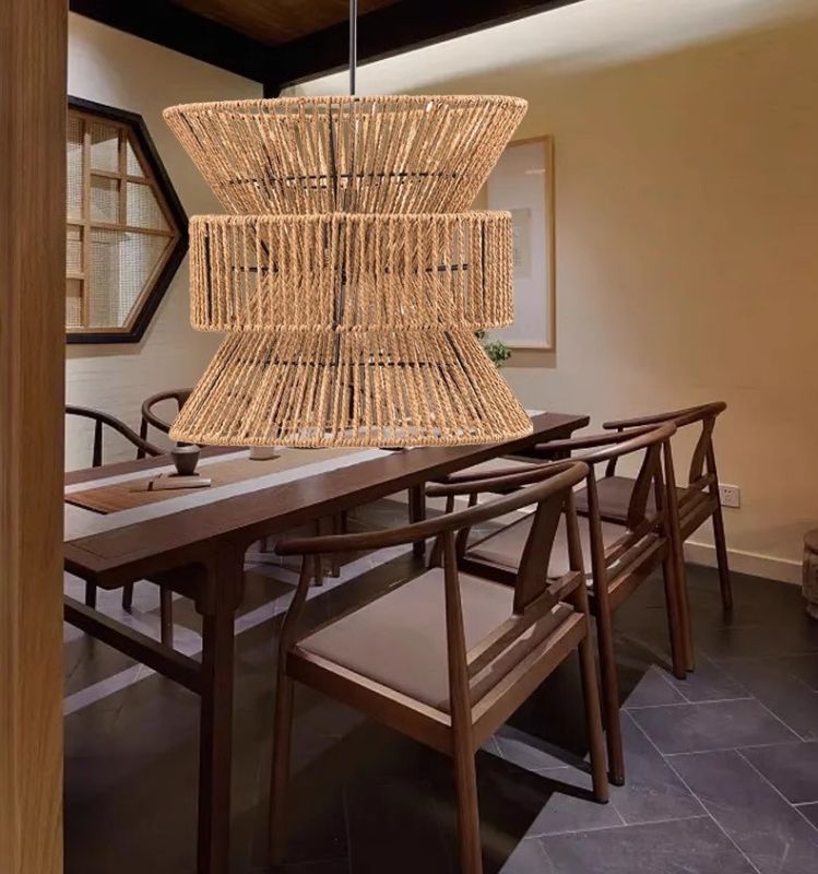 Rice camel hemp rope Nordic creative hand-woven garden restaurant drum lighting
