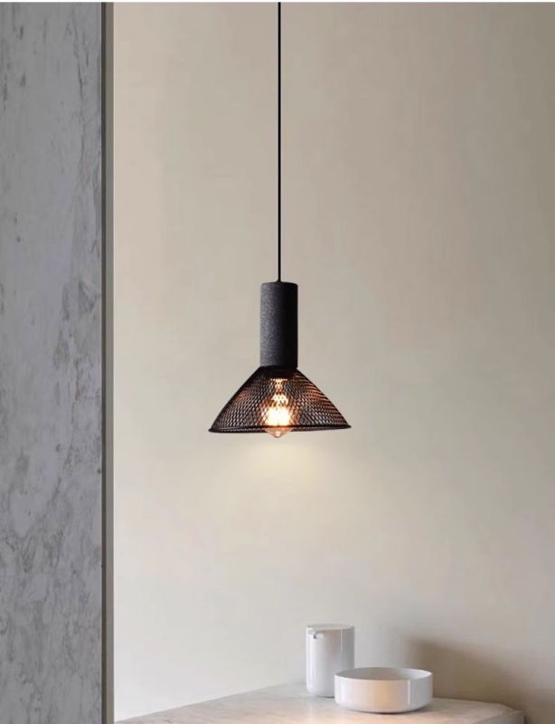 Black gray marble, iron wabi-Sabifeng residential commercial bedside chandelier