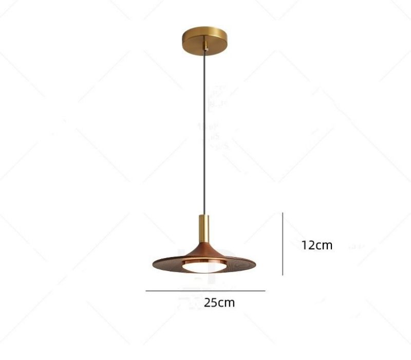 Walnut color iron art new Chinese retro in ancient style flying saucer dining chandelier