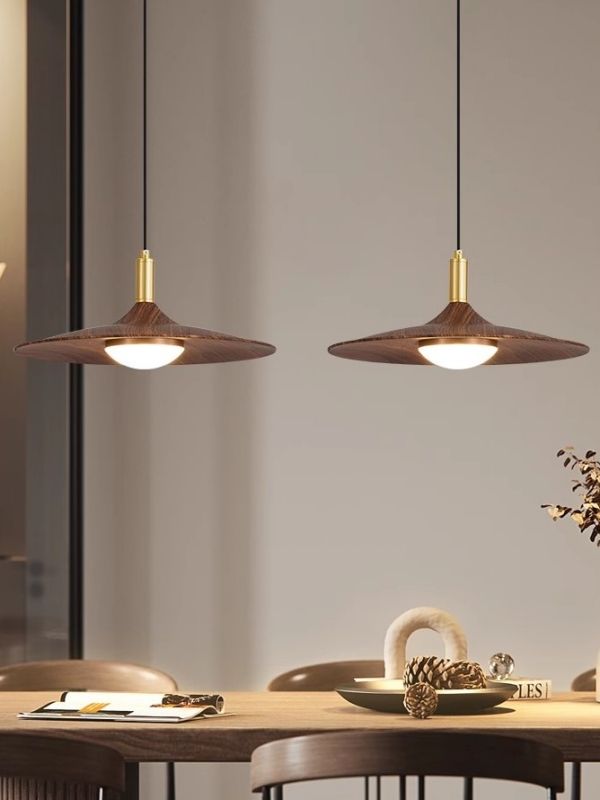 Walnut color iron art new Chinese retro in ancient style flying saucer dining chandelier