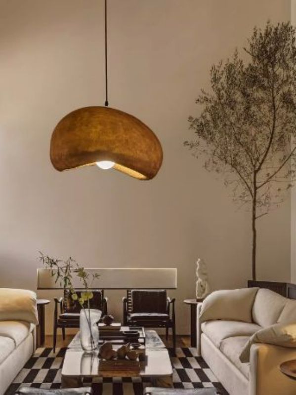 Wood iron, resin microcement designer window lighting