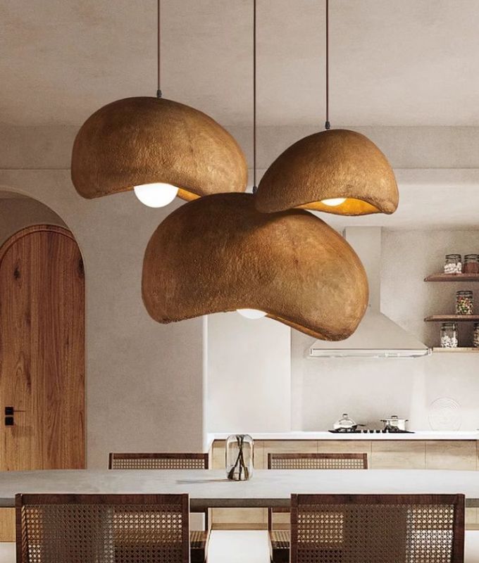 Wood iron, resin microcement designer window lighting