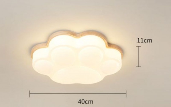 White log wrought iron log cream wind children's room cloud ceiling light