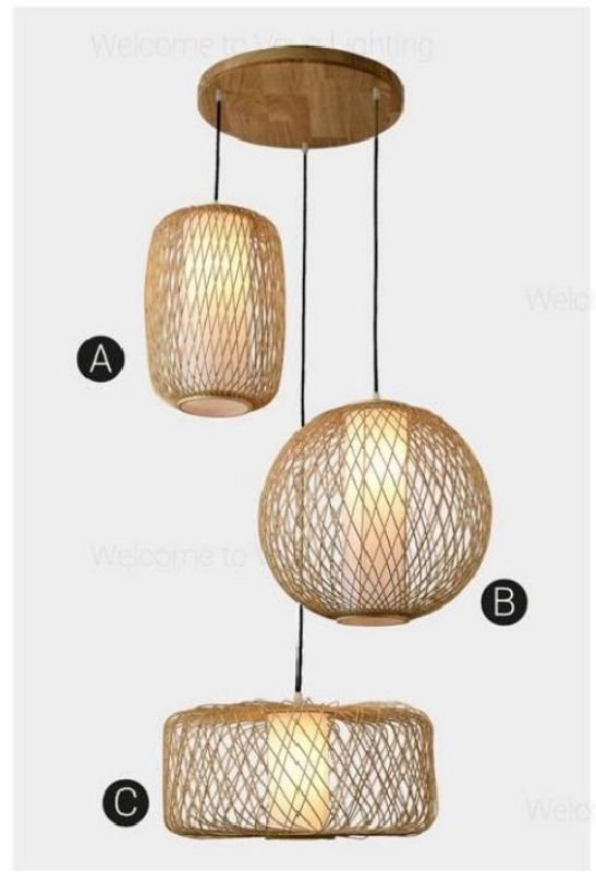 Light yellow bamboo woven imitation sheepskin lamp