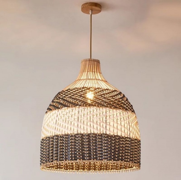 Black, white, natural rattan art creative villa living room dining room rattan lights