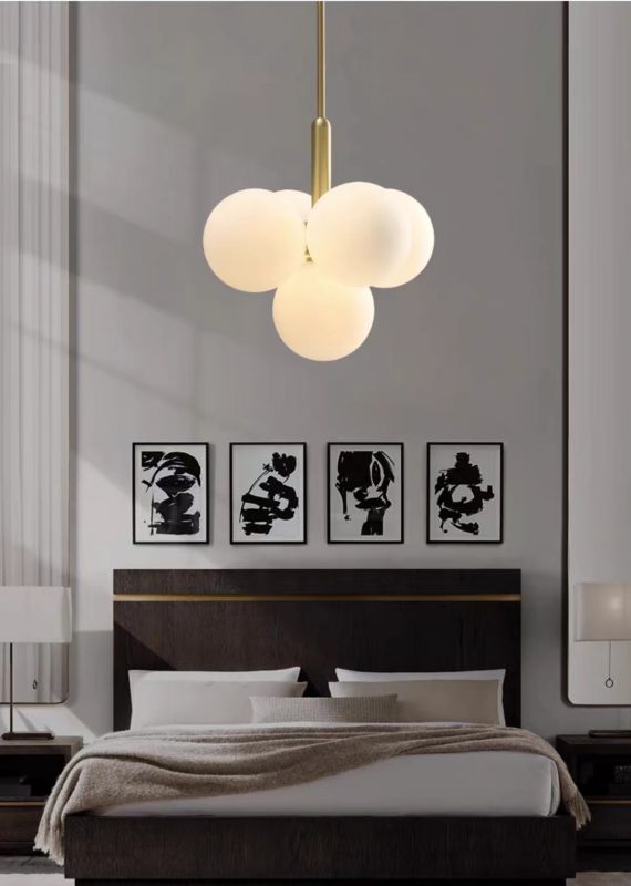 Three color light plating glass creative personality grape apartment chandelier