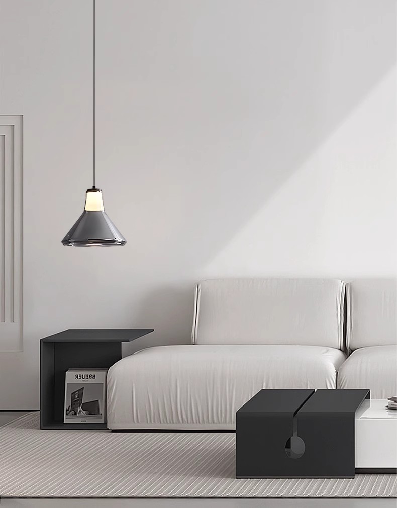 Gray special shape all copper glass Italian minimalist restaurant chandelier