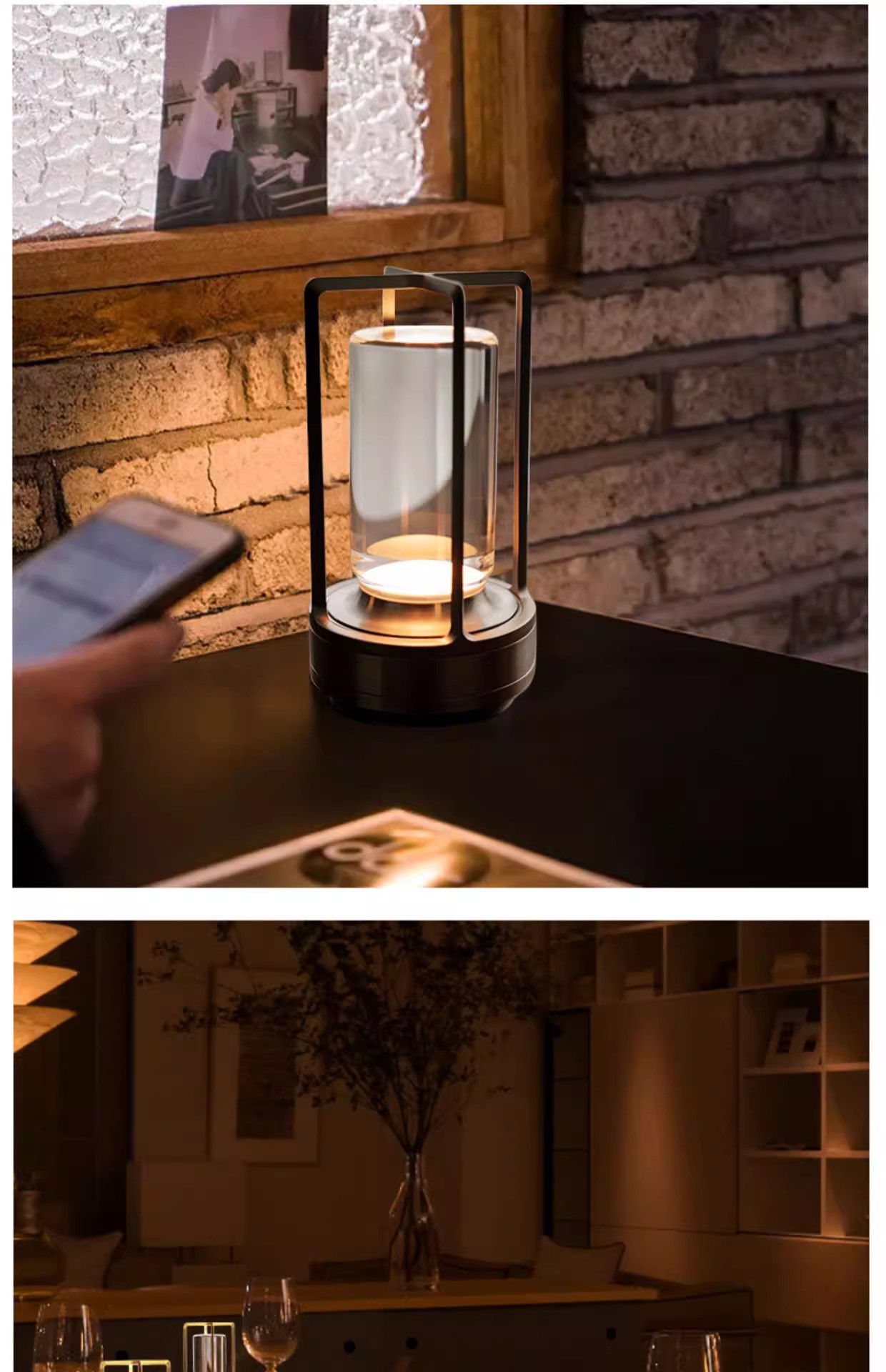 Black, gold, silver acrylic decorative ambient lamp