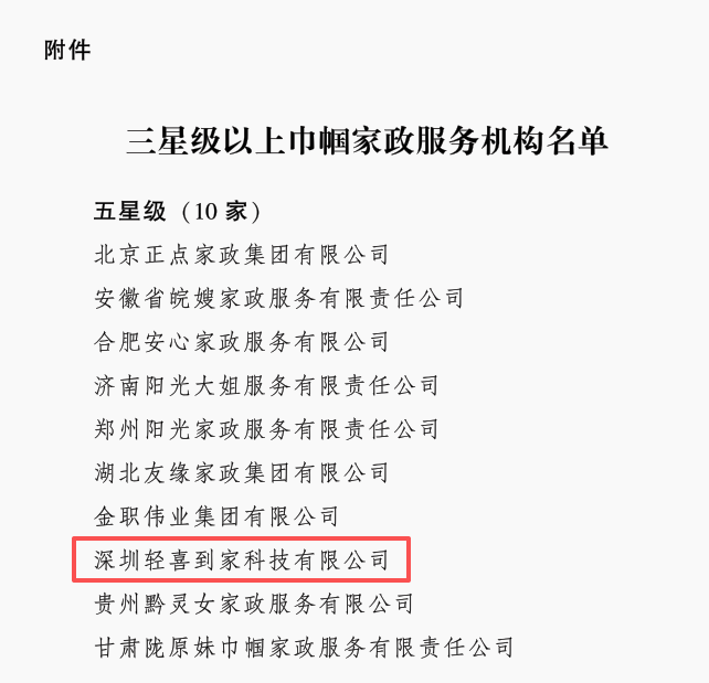 全国五星、广东唯一！轻喜到家获评全国五星...