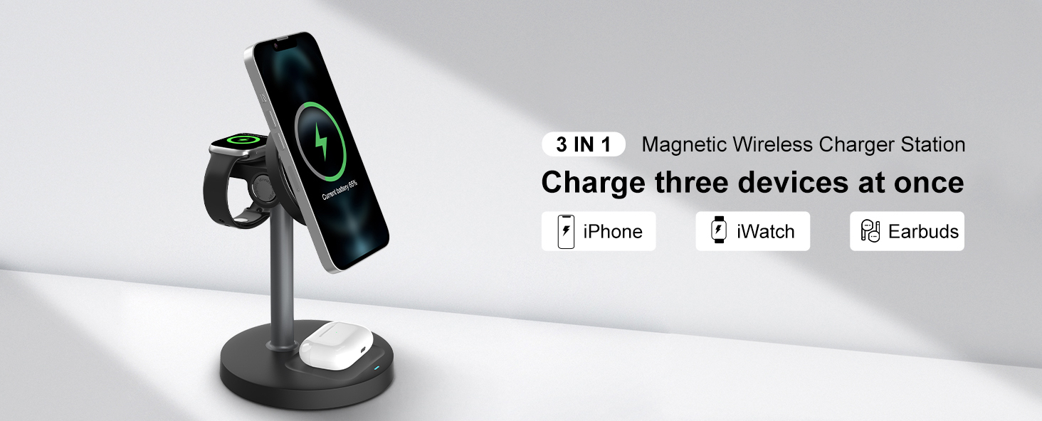 Magnetic 3 in 1 Wireless Charger 