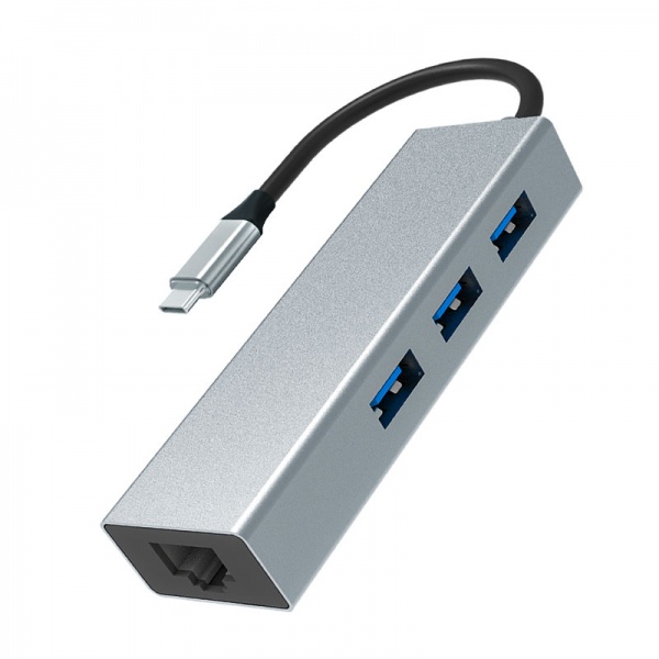 USB C HUB+RJ45 Adapter USB C Adapters 4-Port USB 3.0 HUB USB 3.0 5Gbps Transfer Speed With Aluminum Alloy Shell