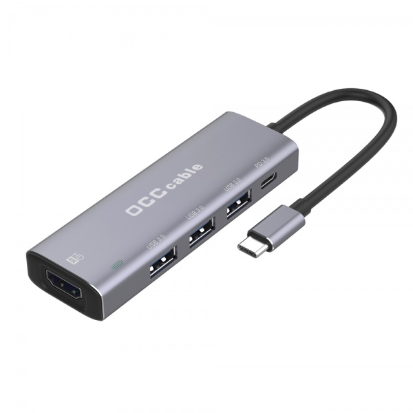 OEM & ODM Services For USB C To HDMI + PD3.0+USB3.0 Adapter USB C Hub With Gray Color & Indicator Light