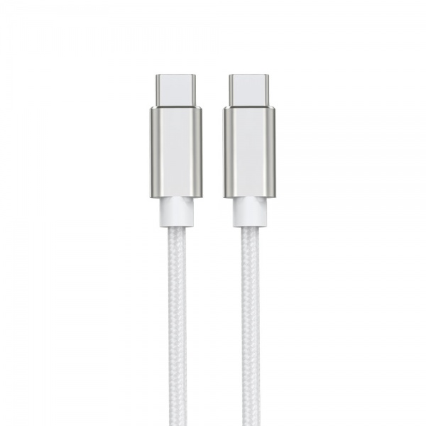 60W USB C Cable Fast Charging 20V/3A Nylon Braid cord with Aluminum Shell and silver color Type C Cord for iPhone 15