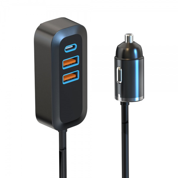 Factory sales 100W 4 Ports Fast Charging Car Charger with Extension Cable Super Fast Charging Car Charger Adapter