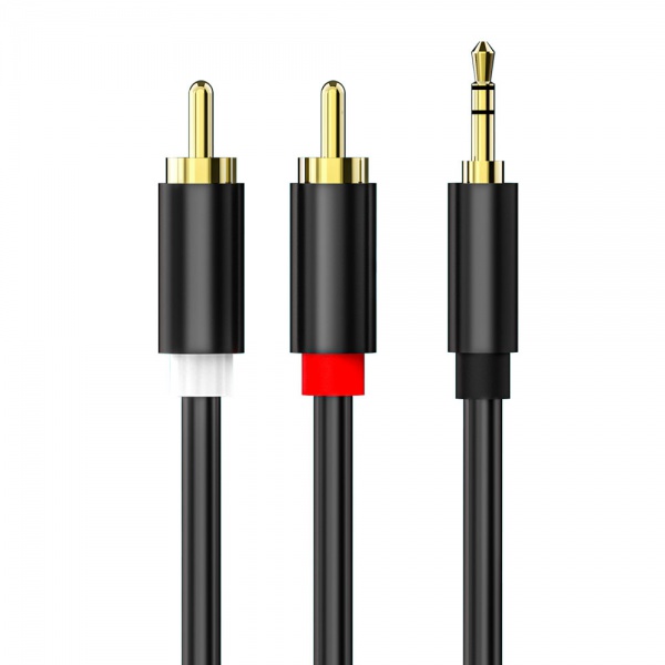 Factory wholesale 2in1 Dual RCA Male to 3.5MM stereo Male plug audio cable computer mobilephone speaker RCA audio cable