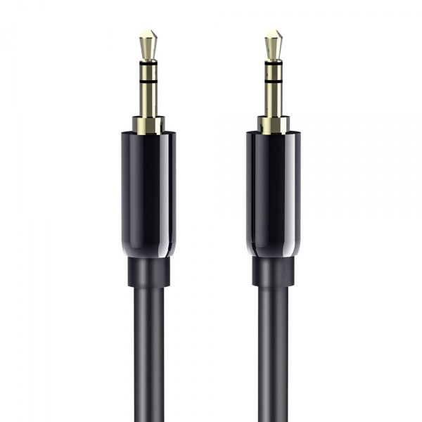 3.5mm Auxiliary Audio Stereo Cable , Male to Male Aux Cord, Gold Plated Connectors, Black Cable