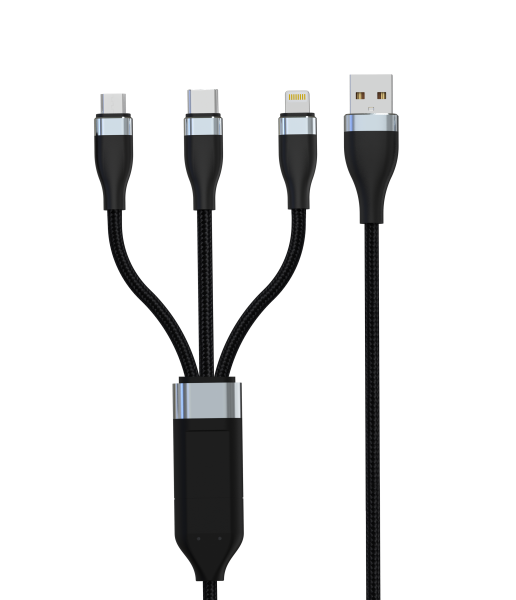 Multi Charger Cable Universal 3 in 1 Multiple USB Cable Fast Charging Cord with Type C, Micro USB Port Connectors Compatible with Most Cell Phones Tablets