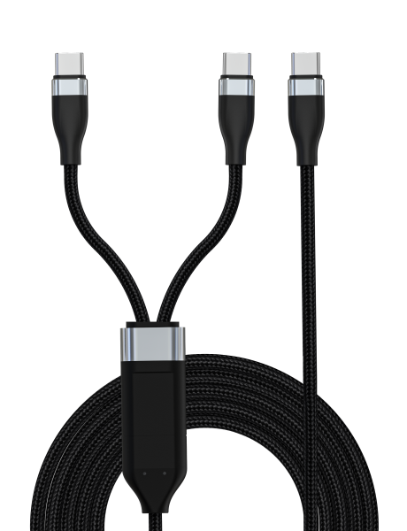 100W 3FT 5A USB C Charger Cable 2 in 1 Fast Charging Nylon Braided USB C to USB C for 15/Pro/Plus MacBook Pro iPad Pro Galaxy
