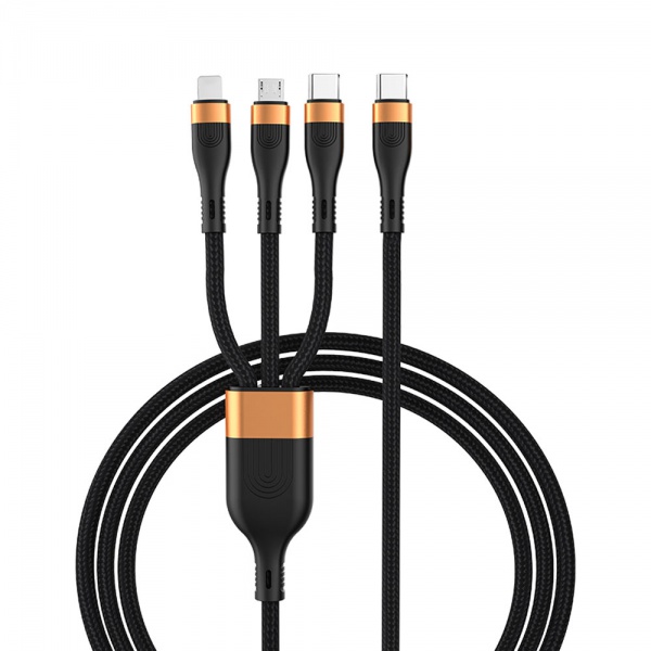Multi Charging Cable 3 in 1 Nylon Braided USB Cable Charging with Type C/Micro USB/L Port Compatible with Most Phones/iPads/Galaxy