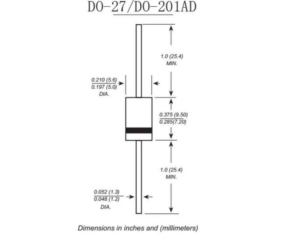 Do-27 Package Mospec 5A 200V Do-27 Schottky Diode Suitable for Power Adapter Charger