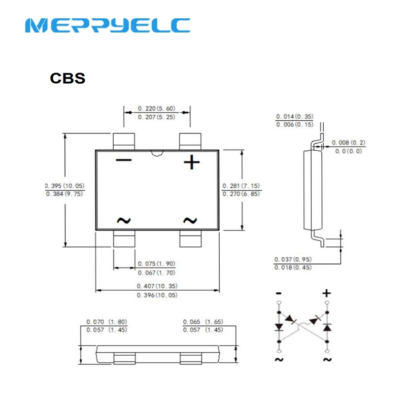 CBS810 CBS610 CBS410  8.0 Amperes  Surface Mount Bridge Rectifier