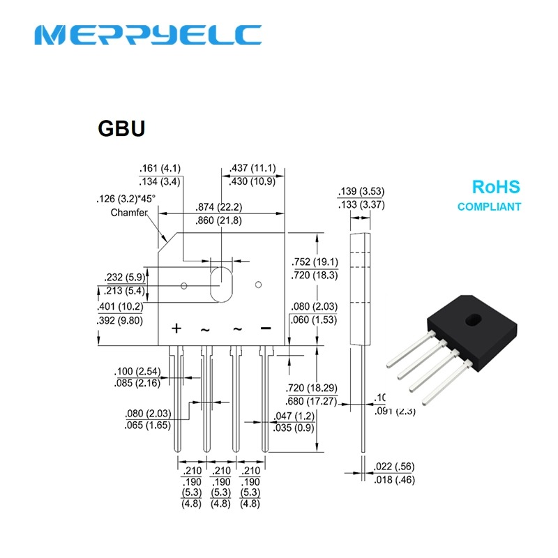 GBU608 rectifier diode GBU610 6A 1000V bridge stack GBU606