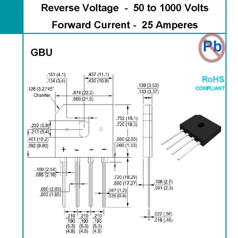 GBU2510 25A 1000V GBU Glass Passivated Bridge Rectifiers GBU2510 GBU2508