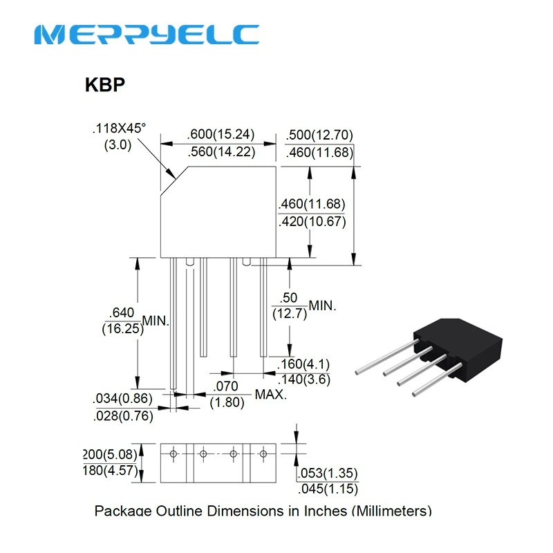 Glass Passivated Bridge Rectifiers 3A 50 to 1000 V Kbp310g