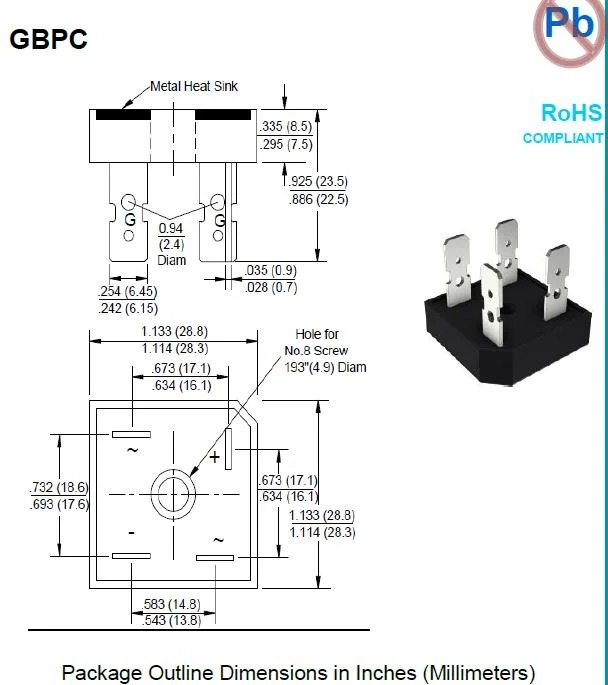 Wholesale Professional Rectifier Gbpc Package 35A Three-Phase Bridge Rectifier