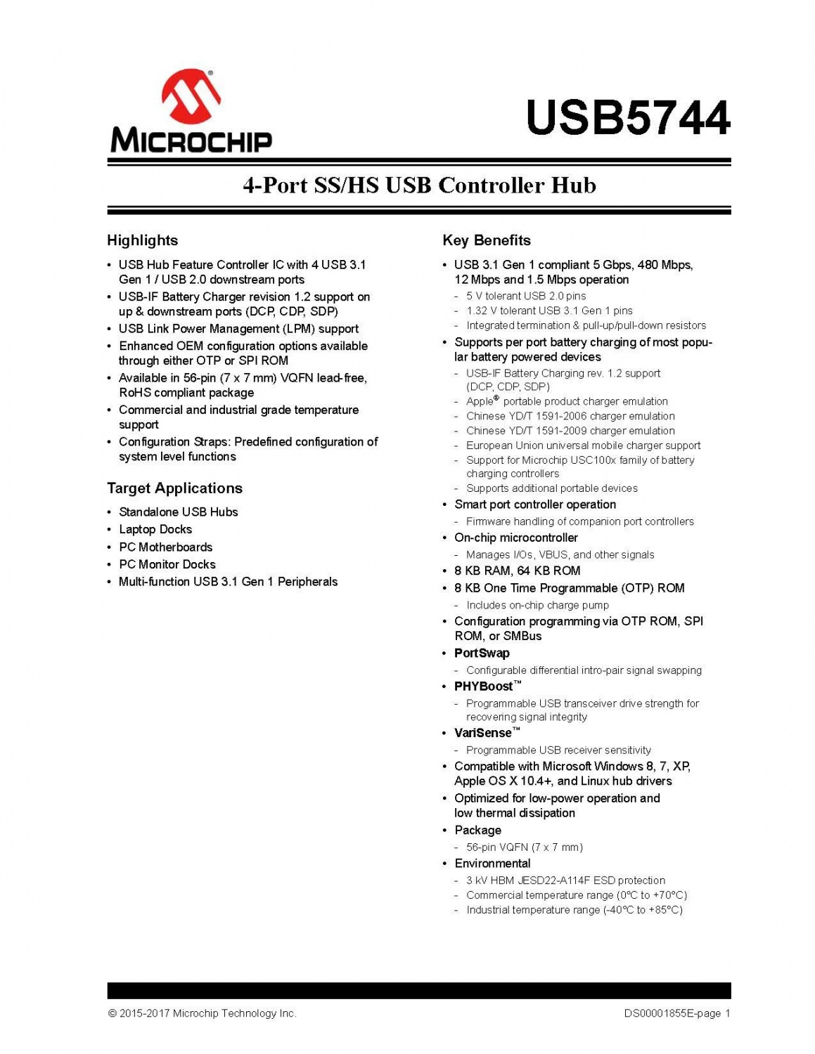 USB5744 4-Port SSHS USB Controller Hub