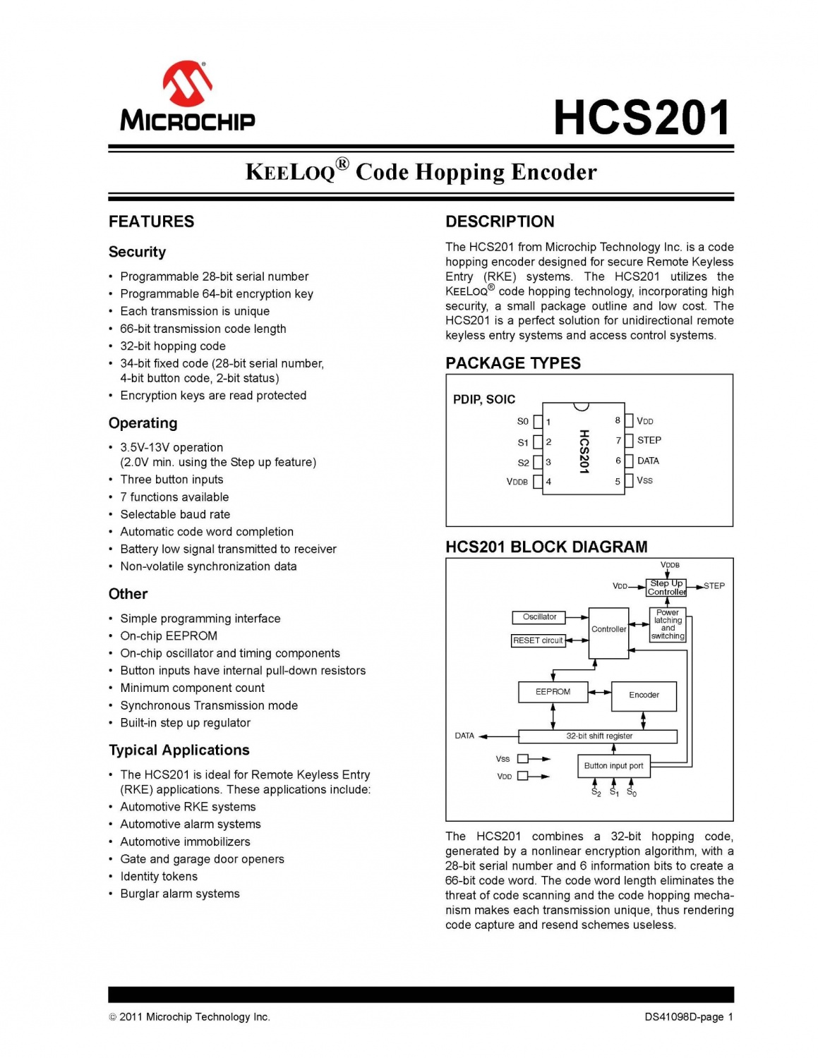 KEELOQ® Code Hopping Encoder HCS201