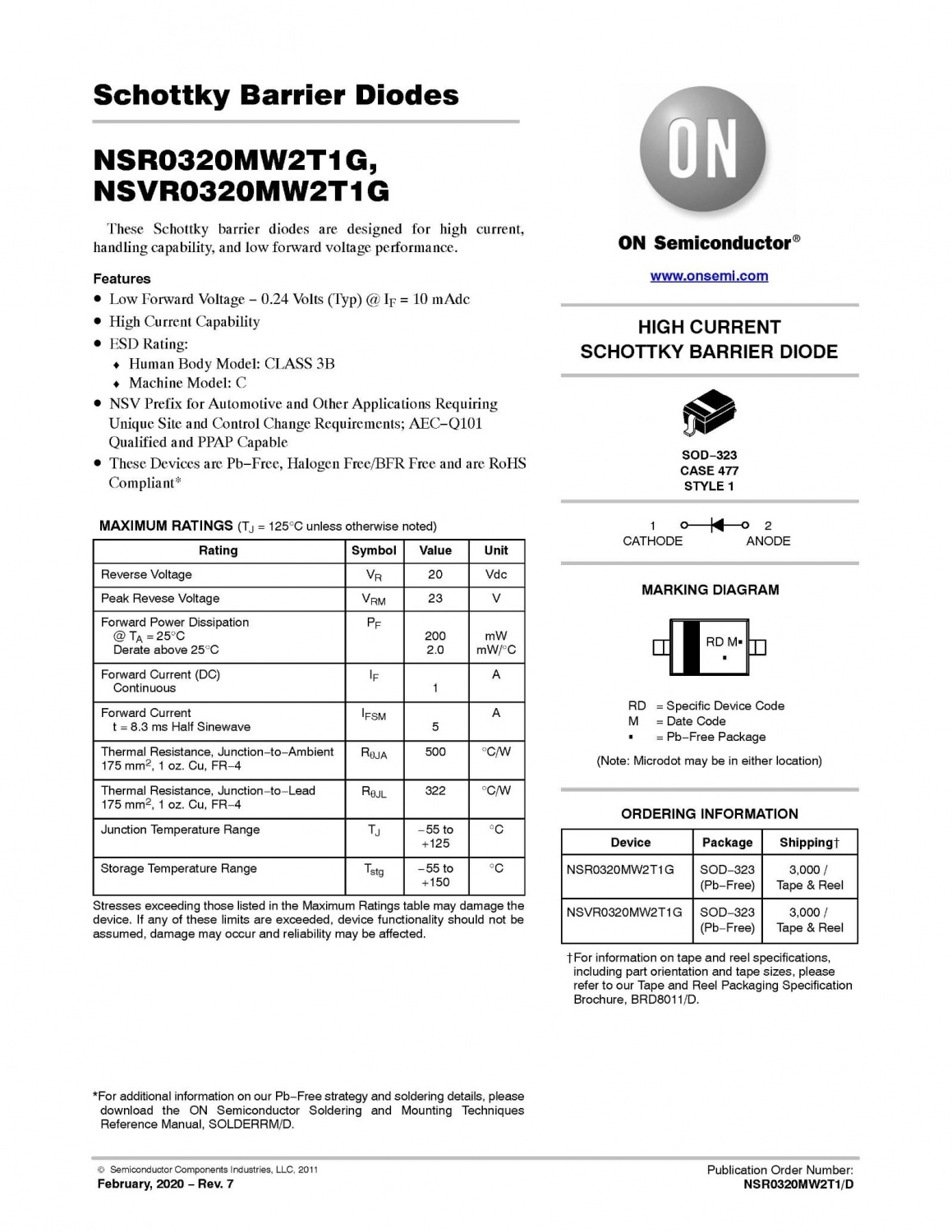 NSR0320 Schottky Barrier Diodes