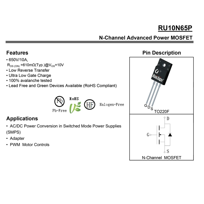 RU10N65P  650V/10A N-Channel Advanced Power MOSFET