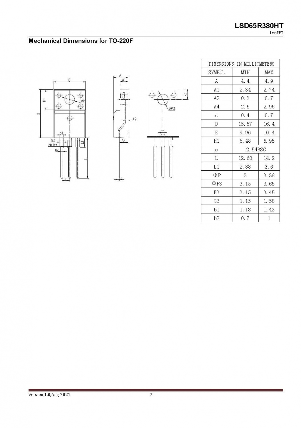 LSD65R380HT N-Channel 650V, 11A, 0.38Ω Power Mosfet Super Junction